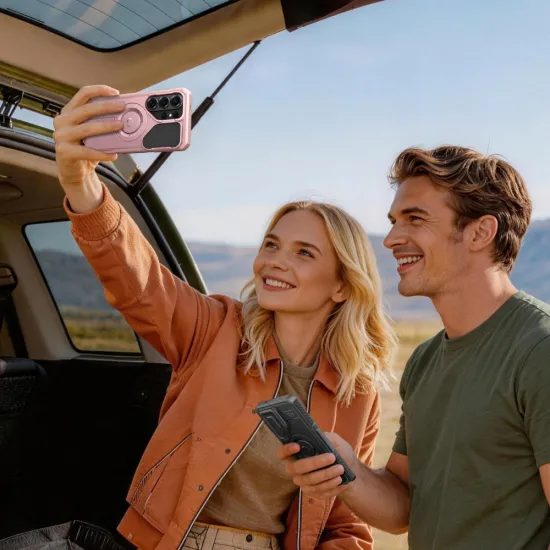 Tech-Protect Kevlar MagSafe Schutzhülle für Samsung Galaxy S26 Ultra - Hybride Hülle mit Ständer - Rosa