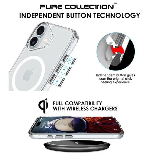 JP MagFit MagSafe θήκη με πιστοποίηση 3M SGS, iPhone 17, διάφανη