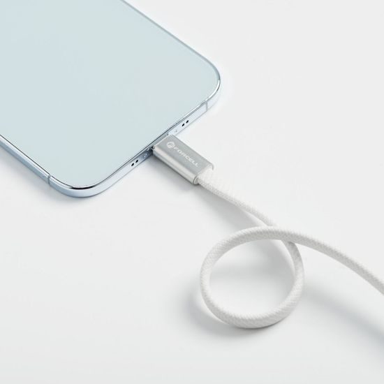 Cablu Forcell F-Energy USB-C - USB-C, QC4.0, PD, 5A, 100W, 1,2 m, alb
