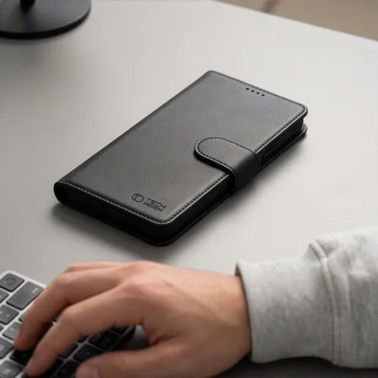 iPhone 17 Pro / 18 Pro vāciņš – Tech-Protect Wallet MagSafe – melns