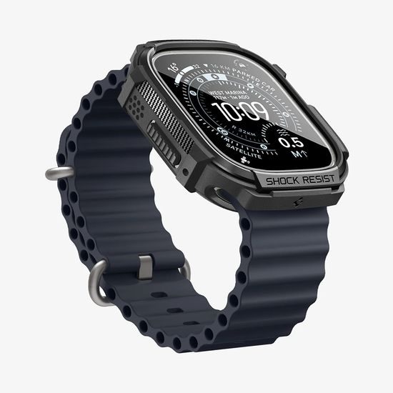 Spigen Rugged Armor + ochranná fólie na displej, Apple Watch Ultra / Ultra 2 / Ultra 3, černé