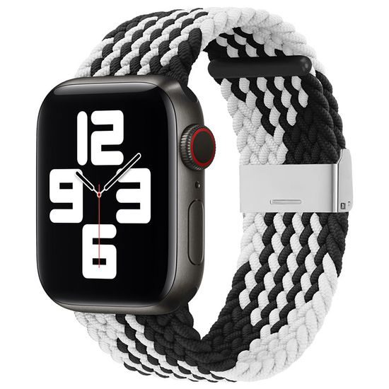 Strap Fabric brățară pentru Apple Watch 6 / 5 / 4 / 3 / 2 (40 mm / 38 mm) alb-negru