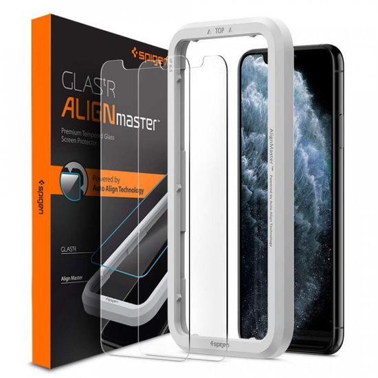 Spigen Glass ALM Glas.TR, 2 bucăți cu aplicator, Folie de sticlă securizată, iPhone XR / 11