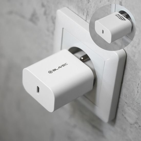 Blavec punjač BC-7, GaN4, PD QC 45W 3A, USB-C, bijeli