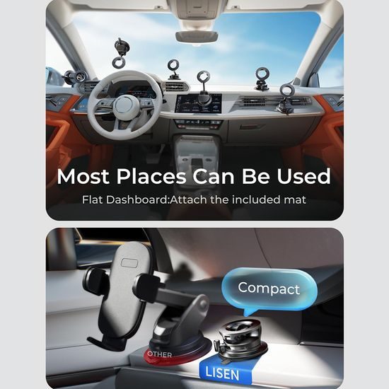 Suport magnetic auto Lisen pentru bord 360°, negru