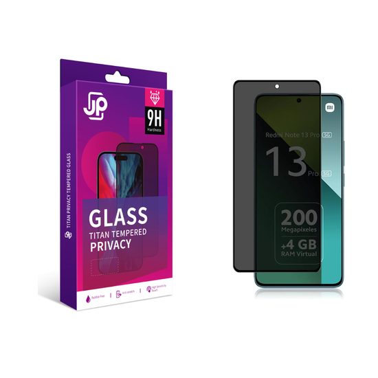 JP Titan Privacy extra tartós edzett üveg, Xiaomi Redmi Note 13 Pro 5G, fekete