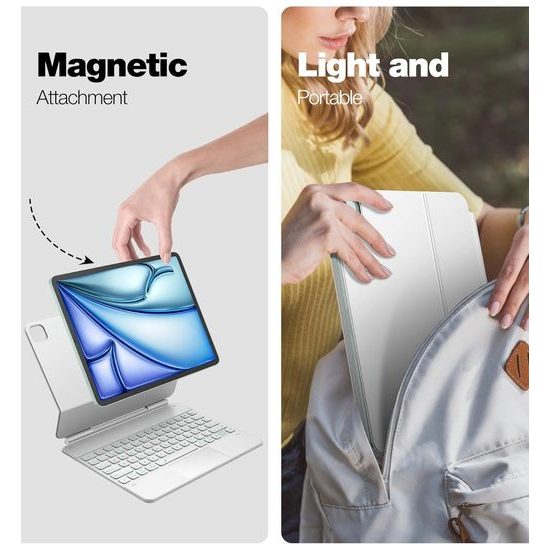 Dracool magnetické pouzdro s klávesnicí, iPad Air 13 2024 / iPad Pro 12.9" 2021 / 2020 / 2018, bílé