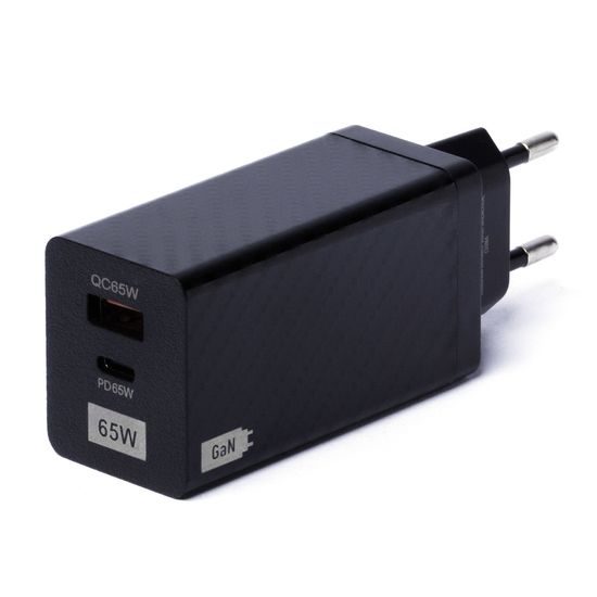 Wozinsky GaN töltő 65W, QC 3.0, PD USB portokkal, USB-C, fekete (WWCG01)