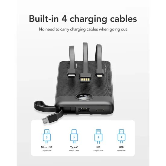 Veger C10 PowerBank 10.000mAh (Micro USB + USB-C + Lightning), μαύρο (W1116)