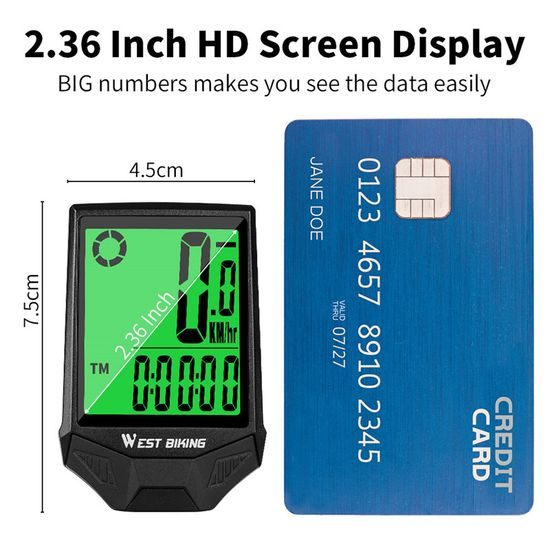 West Biking Fahrradcomputer Kabellos mit großem Display und Beleuchtung (IPX6) - Weiß