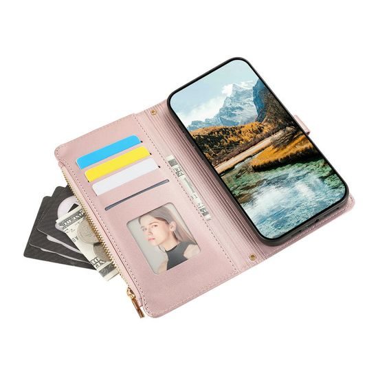 Xiaomi 14T vāciņš – Glamour maku vāciņš ar siksniņu – rozā