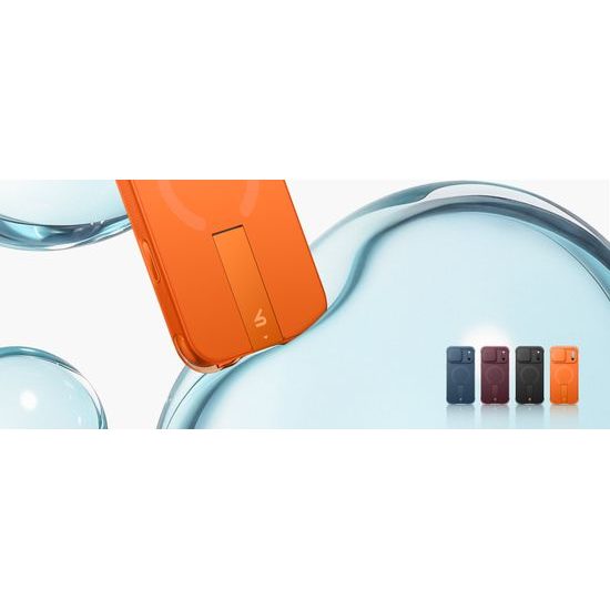 Husă Suritch AirBounce Bumper MagSafe cu Suport și Protecție Cameră, iPhone 17 Pro Max / 18 Pro Max, portocaliu