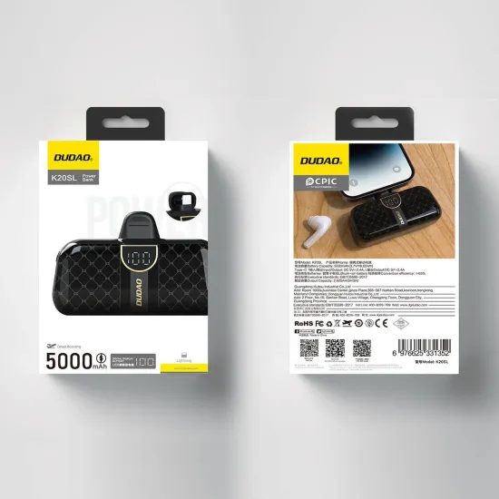 Dudao K20SL Mini powerbank σε σχήμα τσάντας, Lightning, 5000mAh, μαύρο