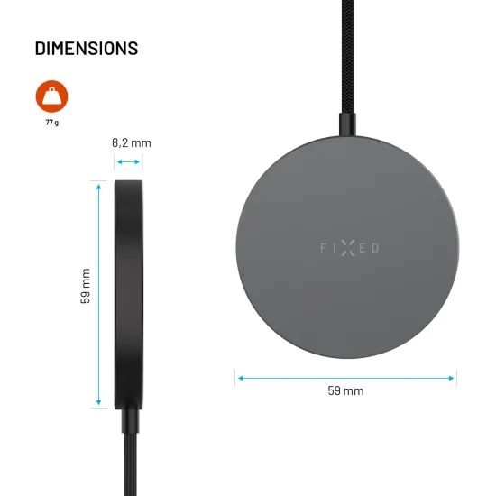 FIXED MagPad Slim vezeték nélküli töltő, MagSafe, Qi2.2, 25W, űrszürke