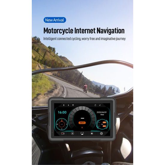 7" Motociklistički zaslon s bežičnim CarPlay i Android Auto, s GPS-om, TPMS-om i dvije kamere (1080P)