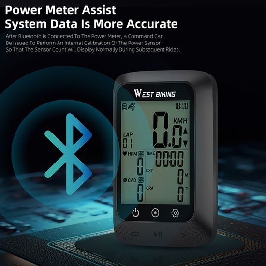 West Biking Wasserdichter Multifunktions-Fahrradcomputer mit GPS - BKV 100 Fahrradtacho mit ANT+ und Bluetooth