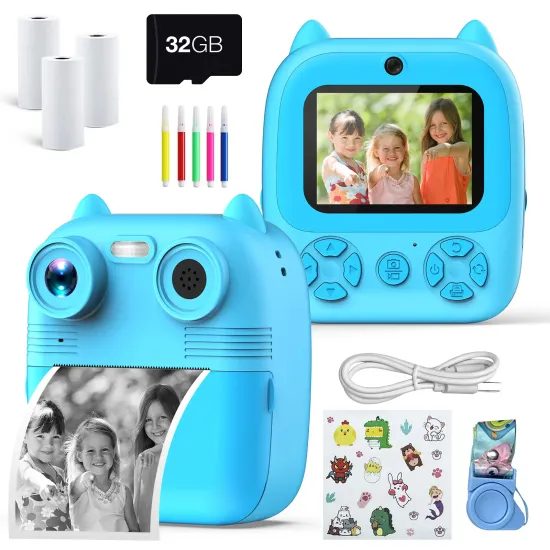 Digitální foto tiskárna 2v1 pro děti, modrá