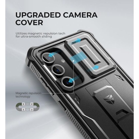 Dexnor 360 Kickstand Camprotector θήκη Samsung Galaxy S24 FE, μαύρη