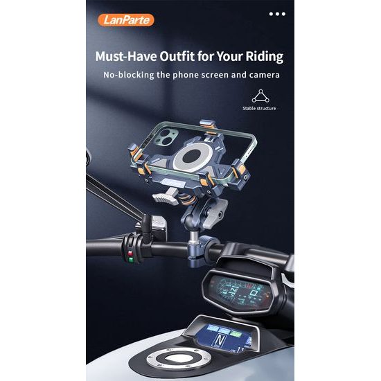 LanParte UBA-M Suport Premium pentru Telefon Motocicletă cu Amortizare Vibrații