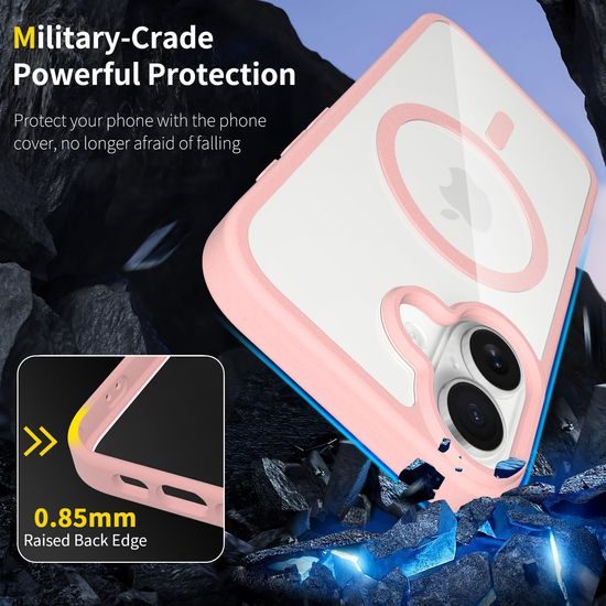 JP MagFit Clear MagSafe θήκη με μαγνήτη N52, iPhone 17, ανοιχτό ροζ