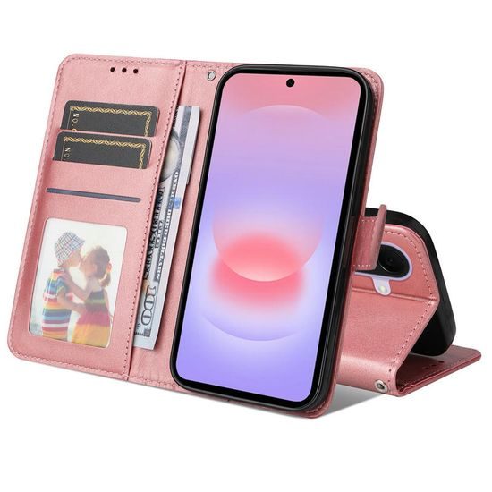 Magnet Schutzhülle für Samsung Galaxy A27 - Elegantes Leder Case mit Magnetverschluss - Rosa