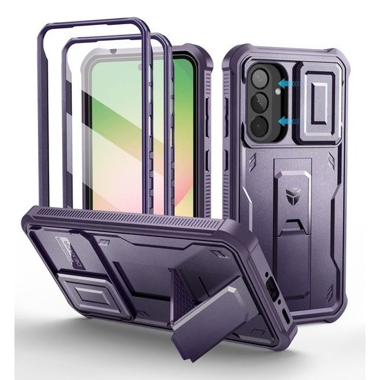 Dexnor 360 Kickstand Camprotector Schutzhülle für Samsung Galaxy A56 - Stoßfeste Handyhülle mit Kameraschütz und Ständer - Lila