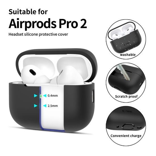 Tech-Protect Σιλικονική θήκη, Apple AirPods Pro 1 / 2, μαύρη