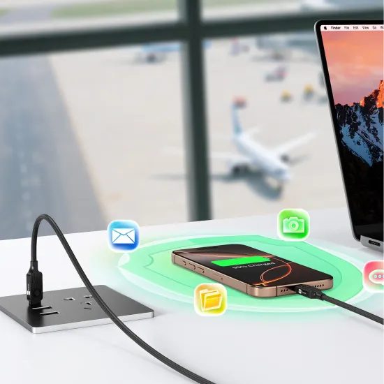 ER POWER Datablocker kabel USB-C - USB-C, PD 100W, 1,5m, czarny