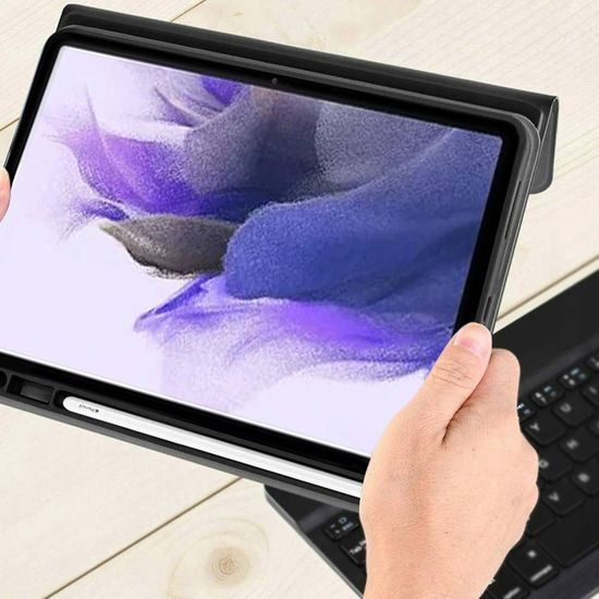 Husă cu tastatură Bluetooth pentru Samsung Galaxy Tab S7 FE / S7 Plus, neagră