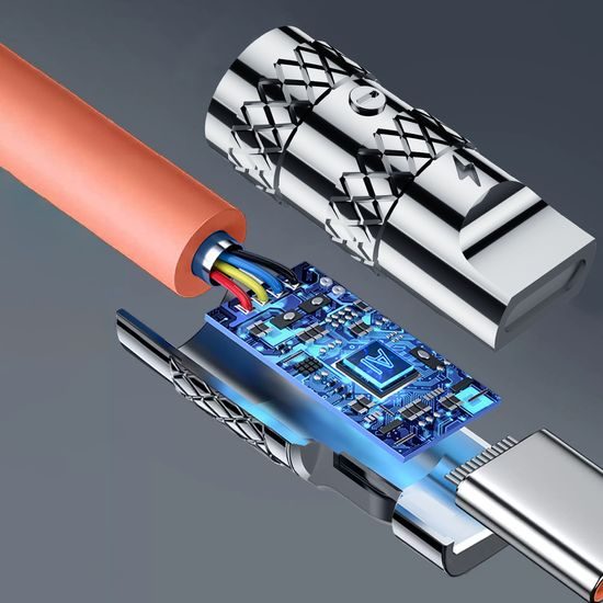 Dudao kutni kabel rotirajući za 180°, USB-A - USB-C, 120 W, 1 m, narančasti