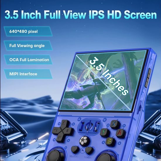 R36 Pro Φορητή κονσόλα παιχνιδιών με 3,5" IPS οθόνη, μαύρη