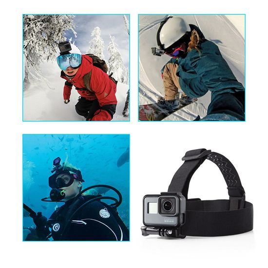 Alogie Kopfhalterung für Smartphone und Action Kamera - 2in1 Head Strap Mount - Schwarz
