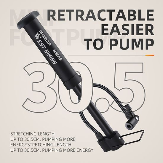 West Biking Mini Standpumpe für Fahrrad mit Manometer - Kompakte Fahrradpumpe bis 80 PSI - Schwarz