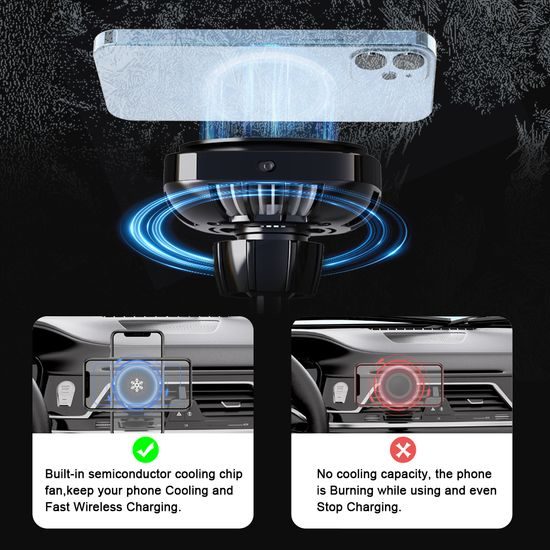 Βάση αυτοκινήτου MagSafe με ασύρματη φόρτιση Qi2, ψύξη και αυτόματη περιστροφή