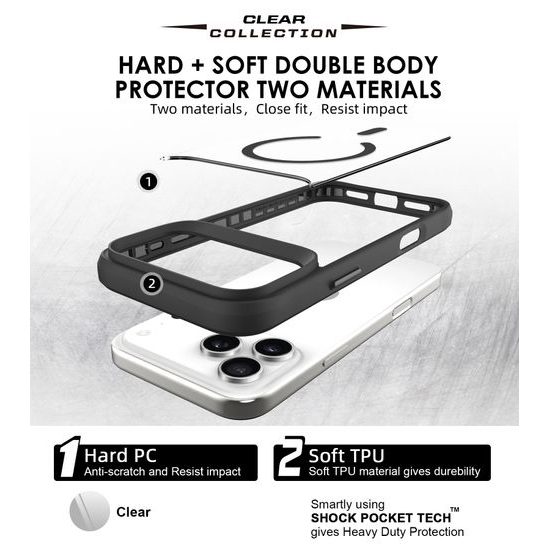 Θήκη JP MagFit MagSafe με πιστοποιητικό 3M SGS, iPhone 17 Pro, μαύρο