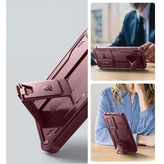 Dexnor 360 Kickstand Camprotector Θήκη Samsung Galaxy S25 Plus, Βυσσινί