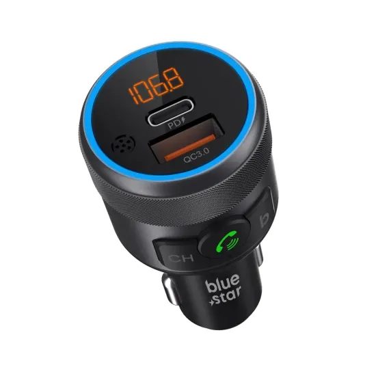 BlueStar AutoHarmony C81 FM πομπός, Bluetooth, QC 3.0, PD, 42W, γκρι