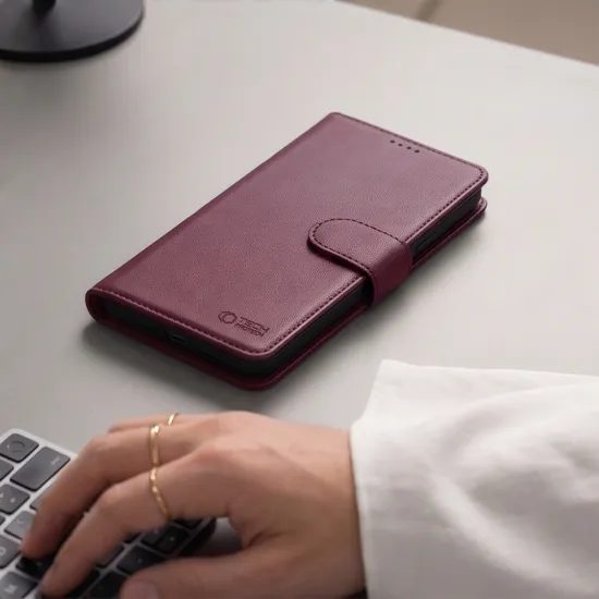 iPhone 17 Pro / 18 Pro vāciņš – Tech-Protect Wallet MagSafe – vīnsarkans
