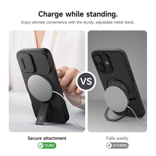 Suritch MagSafe Kickstand Camprotector θήκη iPhone 16, μαύρη