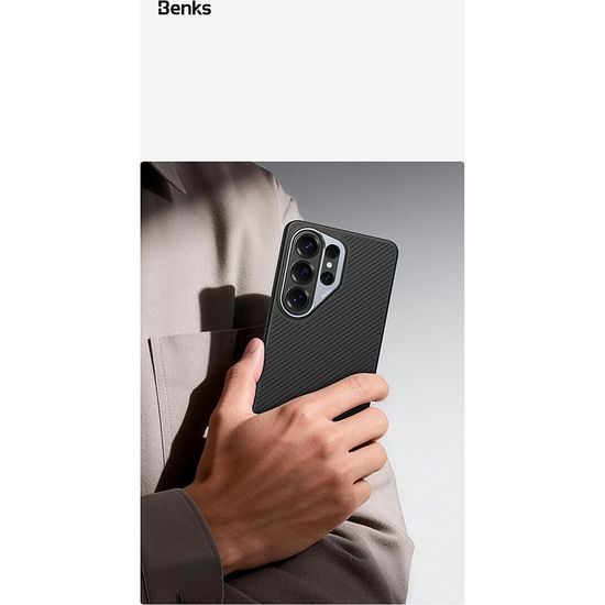 Samsung Galaxy S26 Ultra ümbris – Benks Magnetic Armor Pro Kevlar metalraamiga – must