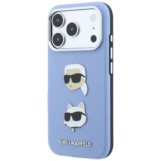 Karl Lagerfeld Saffiano with K&C Heads Pins and Logo ümbris iPhone 17 Pro / 18 Pro – sinine