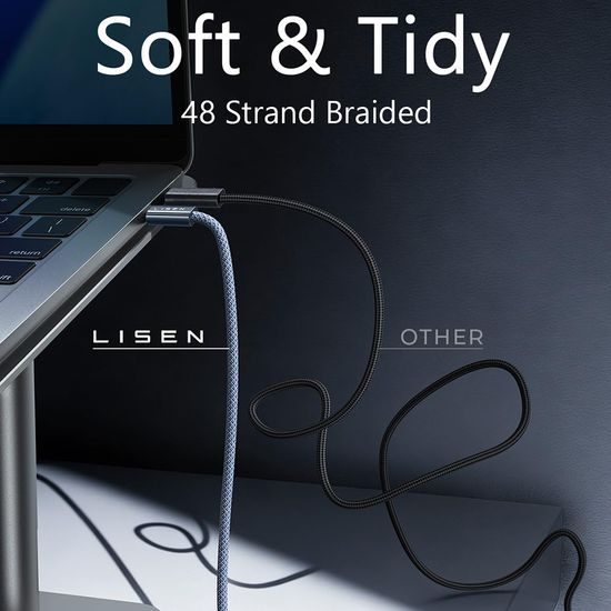 Lisen Καλώδιο Δεδομένων USB-C - USB-C, 240W, 2 m, 2 τεμάχια, μπλε