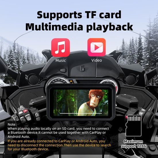 6" Motocyklový displej s Android 14, CarPlay a Android Auto, DVR kamerami a TPMS