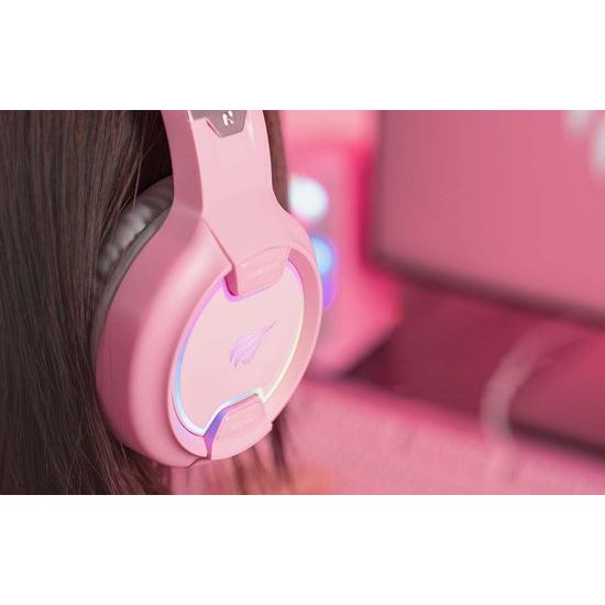 Havit GAMENOTE H2233d RGB játék headset, rózsaszín