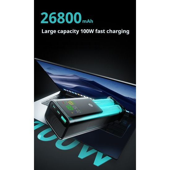 Συμπαγής power bank για γρήγορη φόρτιση laptop, 100W, 20.000 mAh, μαύρο