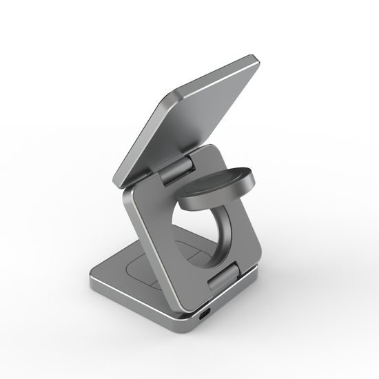 JP Ασύρματος Αναδιπλούμενος Φορτιστής Qi2 3σε1 Αλουμινίου 15W, γκρι