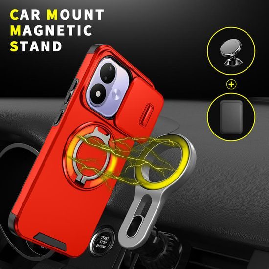 Xiaomi Redmi Note 17 4G / 5G ümbris – Camslide Stand kaamerakaitsega alusega – punane
