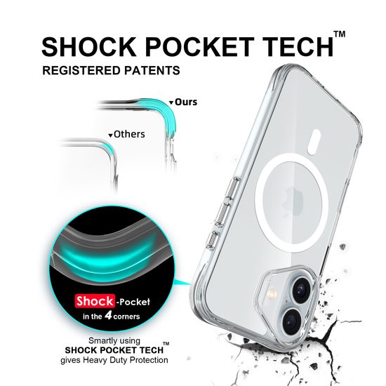 JP MagFit MagSafe Θήκη με Πιστοποίηση 3M SGS, iPhone 16 Plus, Διάφανη