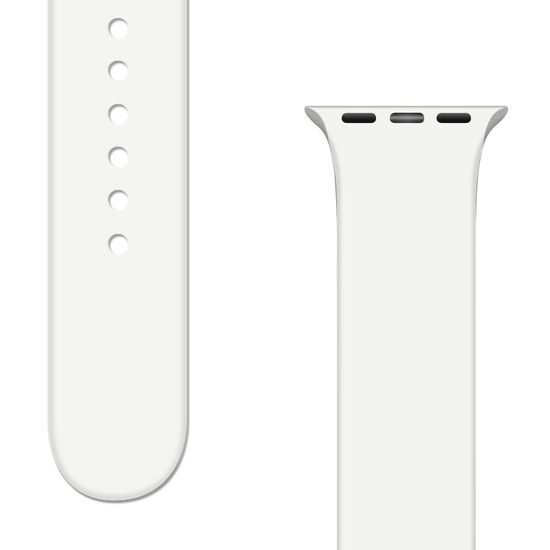 Silikonski remen APS Apple Watch 2 / 3 / 4 / 5 / 6 / 7 / 8 / SE (42, 44, 45 mm), bijeli