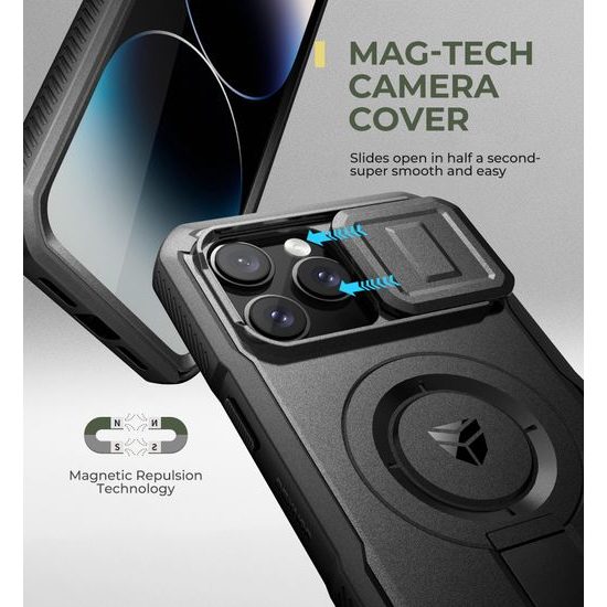 Dexnor MagSafe 360 Kickstand Camprotector obal iPhone 14 Pro Max, černý